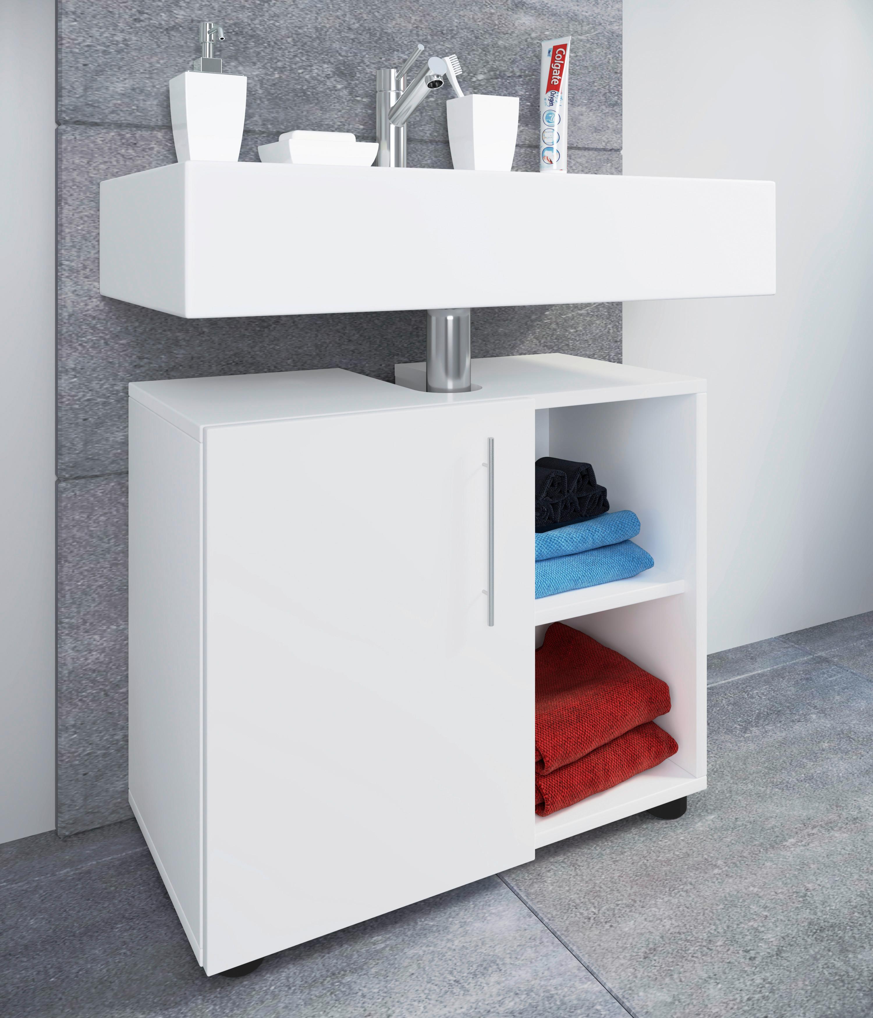 Waschbeckenunterschrank Flandu III Weiß Holzwerkstoff MID.YOU Möbel > Schränke > Badezimmerschränke > Waschbeckenunterschränke Weiß