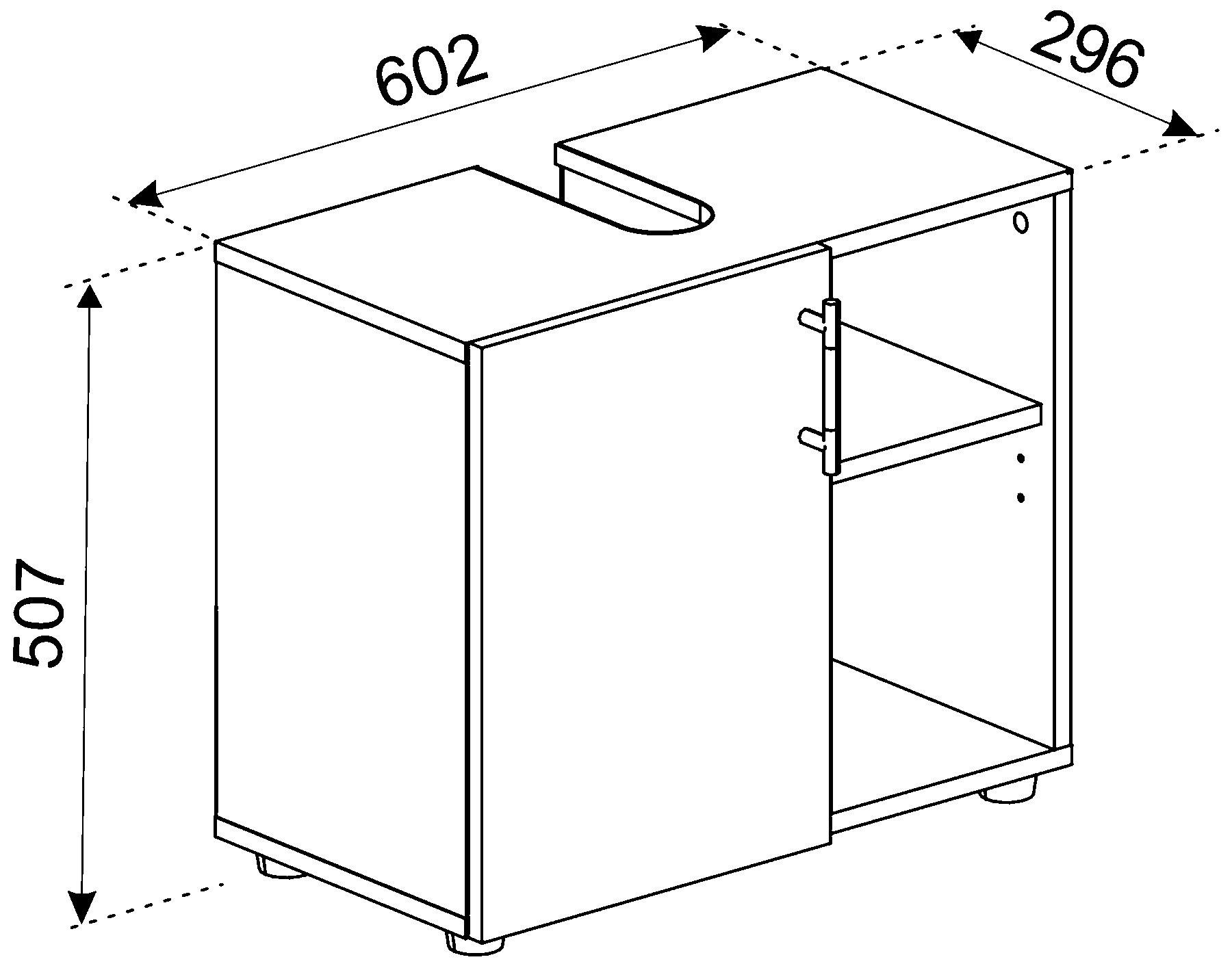 Waschbeckenunterschrank Flandu III Weiß/Schwarz Holzwerkstoff MID.YOU Möbel > Schränke > Badezimmerschränke > Waschbeckenunterschränke Schwarz