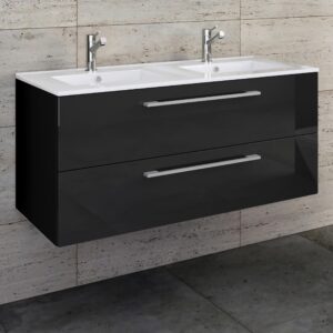 Waschtischkombi Budasi Schwarz Holzwerkstoff MID.YOU Möbel > Schränke > Badezimmerschränke > Waschtische Schwarz