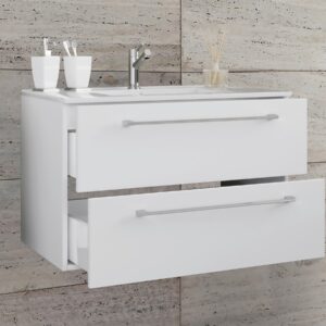 Waschtischkombi Badinos Weiß Holzwerkstoff MID.YOU Möbel > Schränke > Badezimmerschränke > Waschtische Weiß