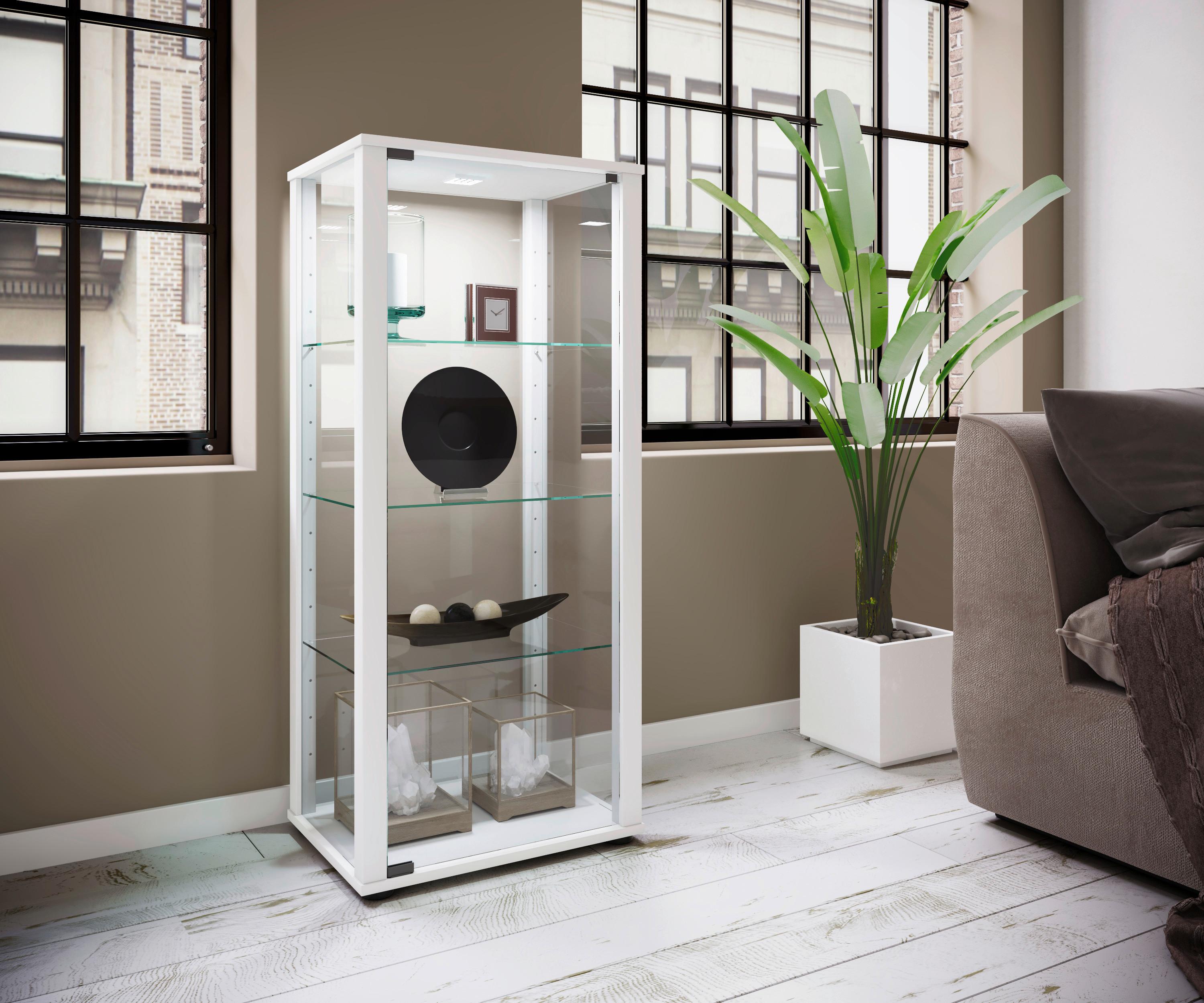 Vitrine Kavisa Weiß Glas, Holzwerkstoff MID.YOU Möbel > Schränke > Vitrinen Weiß
