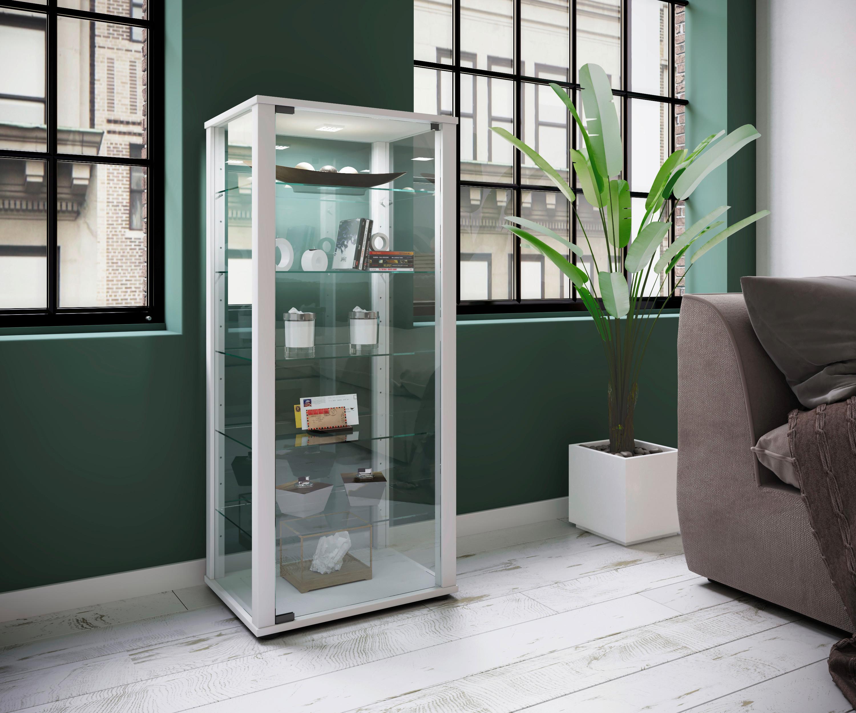 Vitrine Kavisa Weiß Glas, Holzwerkstoff MID.YOU Möbel > Schränke > Vitrinen Weiß