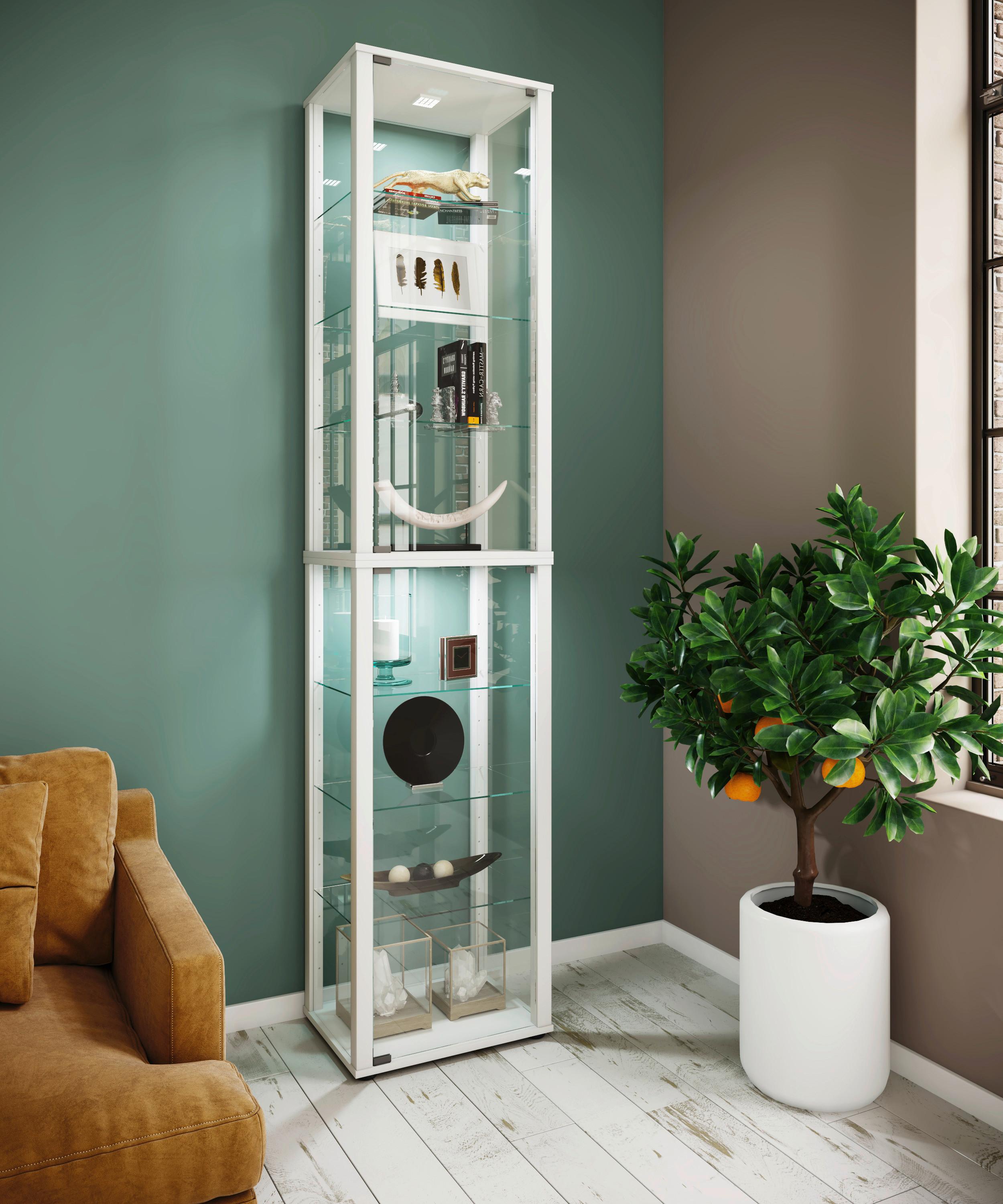 Vitrine Kavisa Weiß Glas, Holzwerkstoff MID.YOU Möbel > Schränke > Vitrinen Weiß