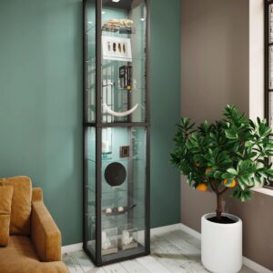 Vitrine Kavisa Schwarz Glas, Holzwerkstoff MID.YOU Möbel > Schränke > Vitrinen Schwarz