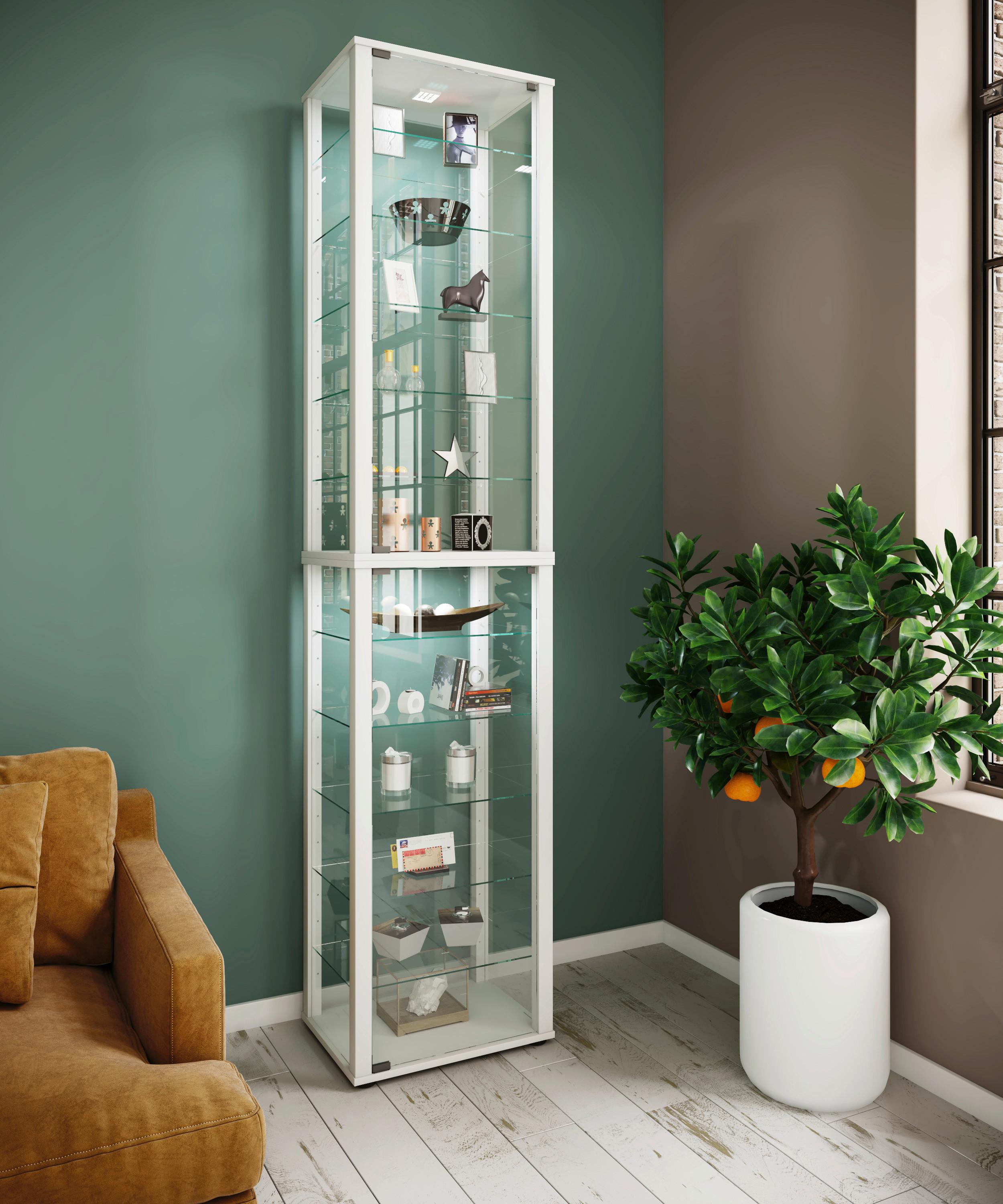 Vitrine Kavisa Weiß Glas, Holzwerkstoff MID.YOU Möbel > Schränke > Vitrinen Weiß