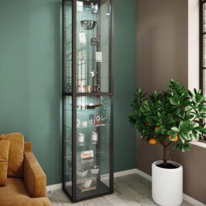 Vitrine Kavisa Schwarz Glas, Holzwerkstoff MID.YOU Möbel > Schränke > Vitrinen Schwarz