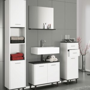 wohnli-moebel-suche-000657025302-1 Waschbeckenunterschrank Landods Anthr./Weiß ca. 60 cm Holzwerkstoff MID.YOU Möbel > Schränke > Badezimmerschränke > Waschbeckenunterschränke Anthrazit