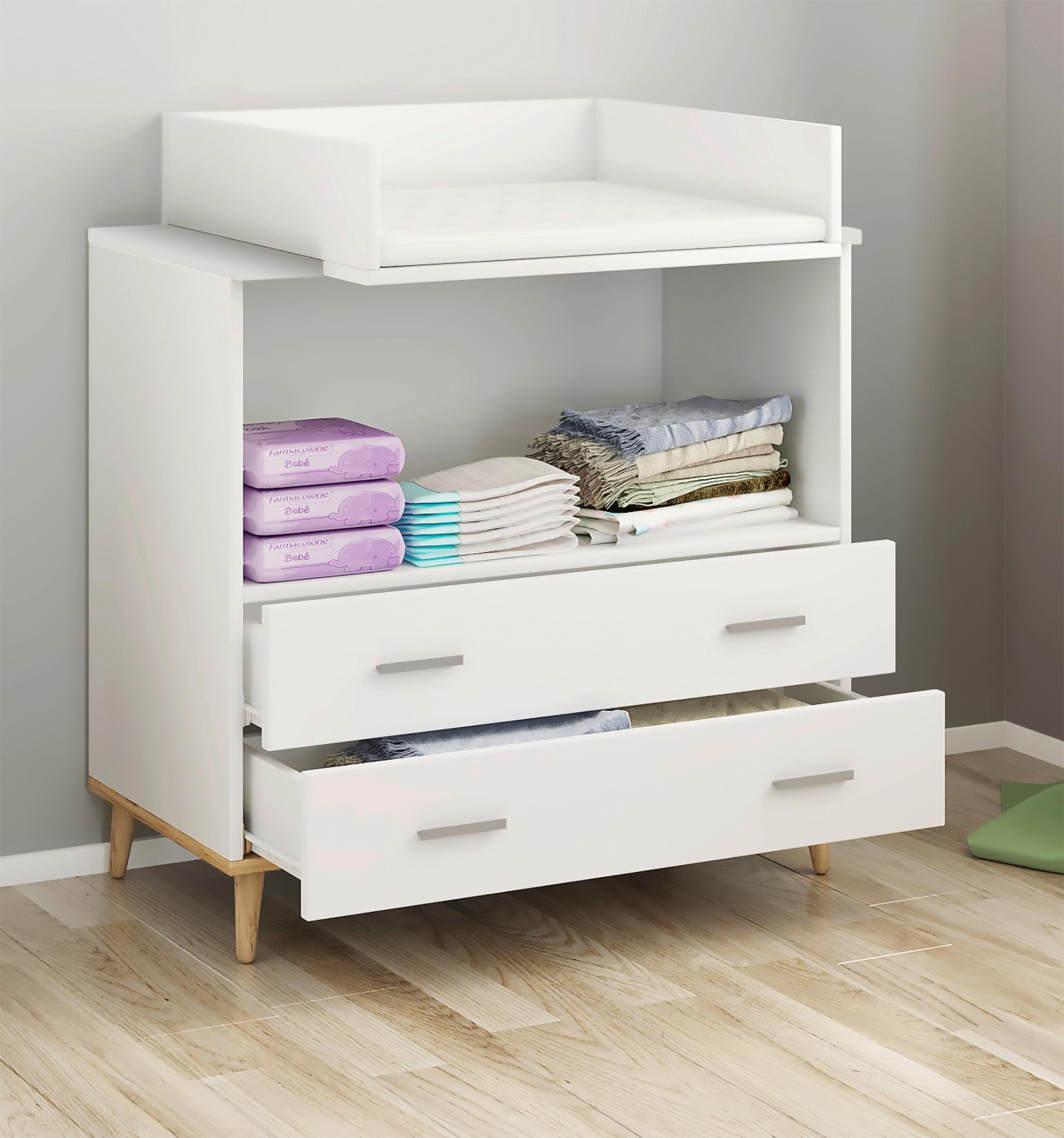 Wickelkommode Landos ca. 80 cm Weiß/Honigeiche Holzwerkstoff Livetastic Möbel > Kommoden & Schubladenschränke > Wickelkommoden Weiß