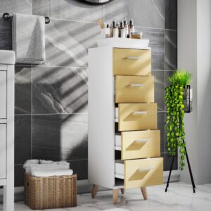 Midischrank Landos ca. 30x100 cm Honigeiche/Weiß Holzwerkstoff MID.YOU Möbel > Schränke Weiß