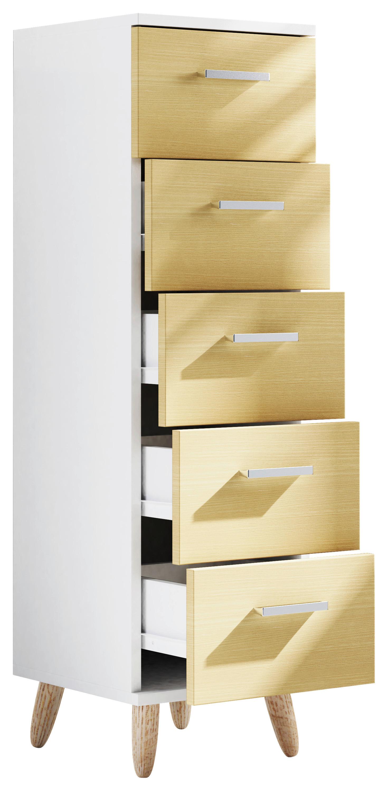 wohnli-moebel-suche-000657025317 Wohnli Möbelsuche - Midischrank Landos ca. 30x100 cm Honigeiche/Weiß