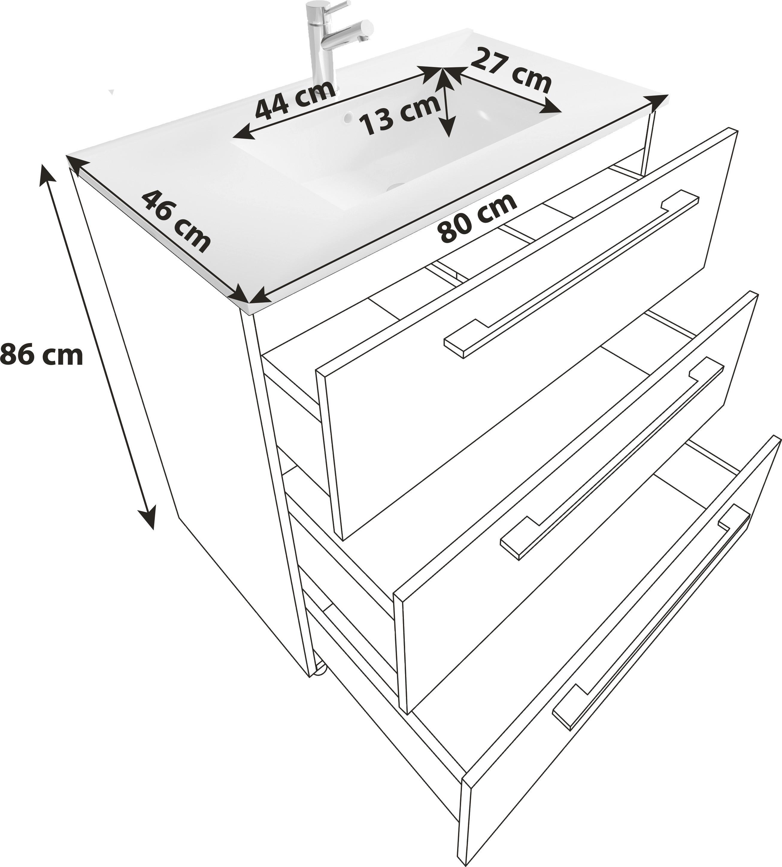 Waschtischkombi Schubo Schwarz stehend Holzwerkstoff MID.YOU Möbel > Schränke > Badezimmerschränke > Waschtische Schwarz