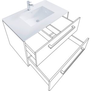 Waschtischkombi Badinos Weiß Holzwerkstoff MID.YOU Möbel > Schränke > Badezimmerschränke > Waschtische Weiß