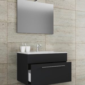Waschtischkombi Badinos Schwarz Holzwerkstoff MID.YOU Möbel > Schränke > Badezimmerschränke > Waschtische Schwarz