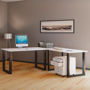 Eckschreibtisch Lona Schwarz/Weiß ca. 160x80x76cm Holzwerkstoff MID.YOU Möbel > Tische > Schreibtische > Eckschreibtische Schwarz