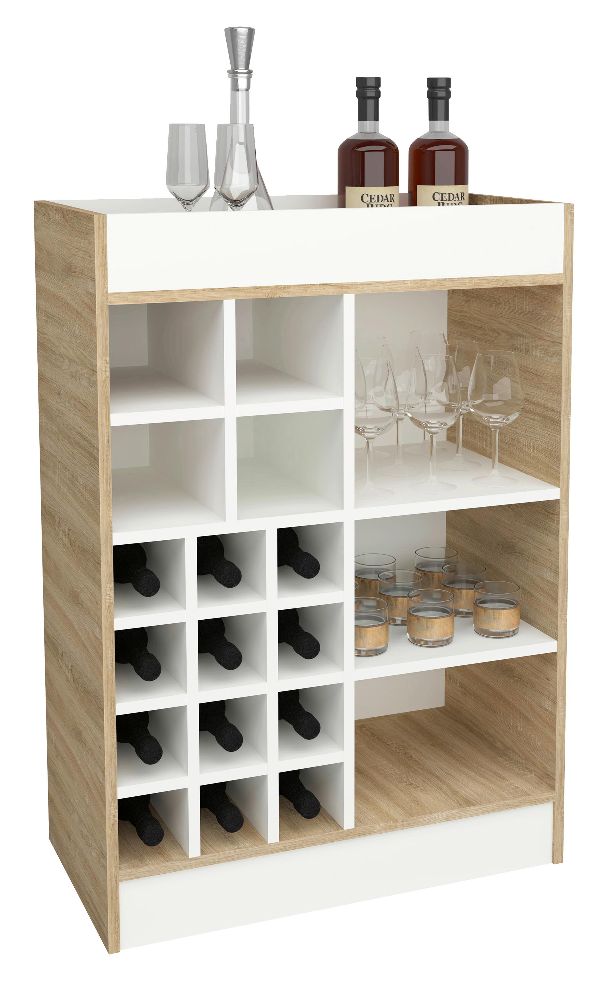 Weinschrank Esilo Sonoma Eiche/Weiß Holzwerkstoff MID.YOU Möbel > Schränke > Vitrinen Weiß