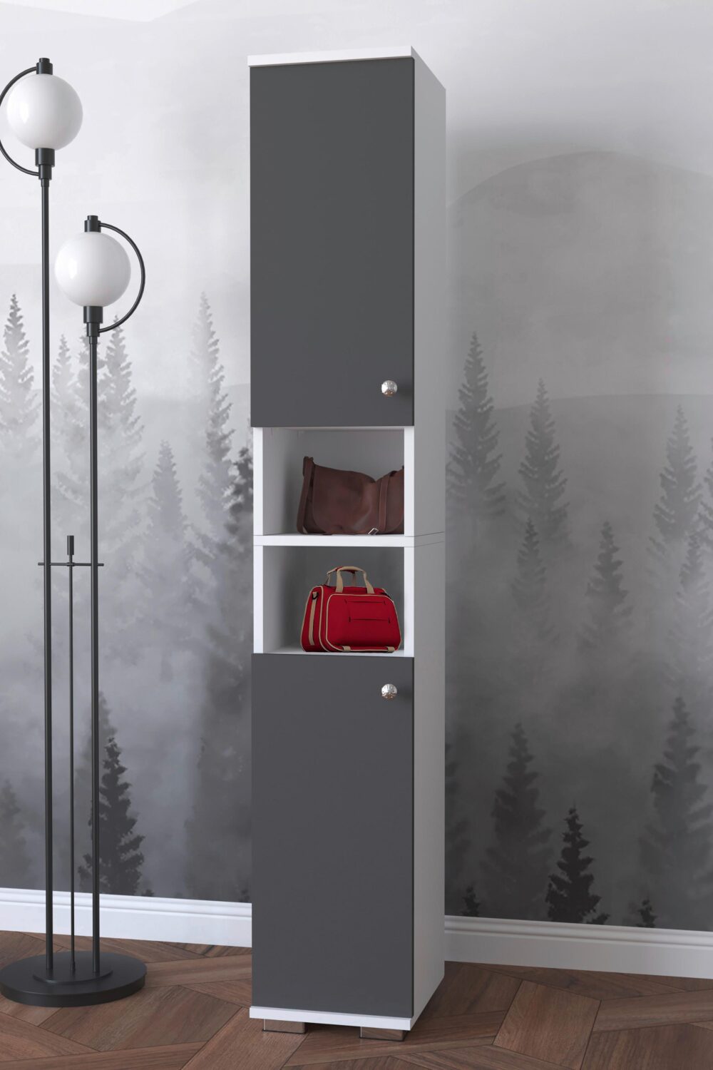 Schuhschrank GADOS Anthrazit ca. 30x178x33 cm Metall MID.YOU Garderoben Anthrazit