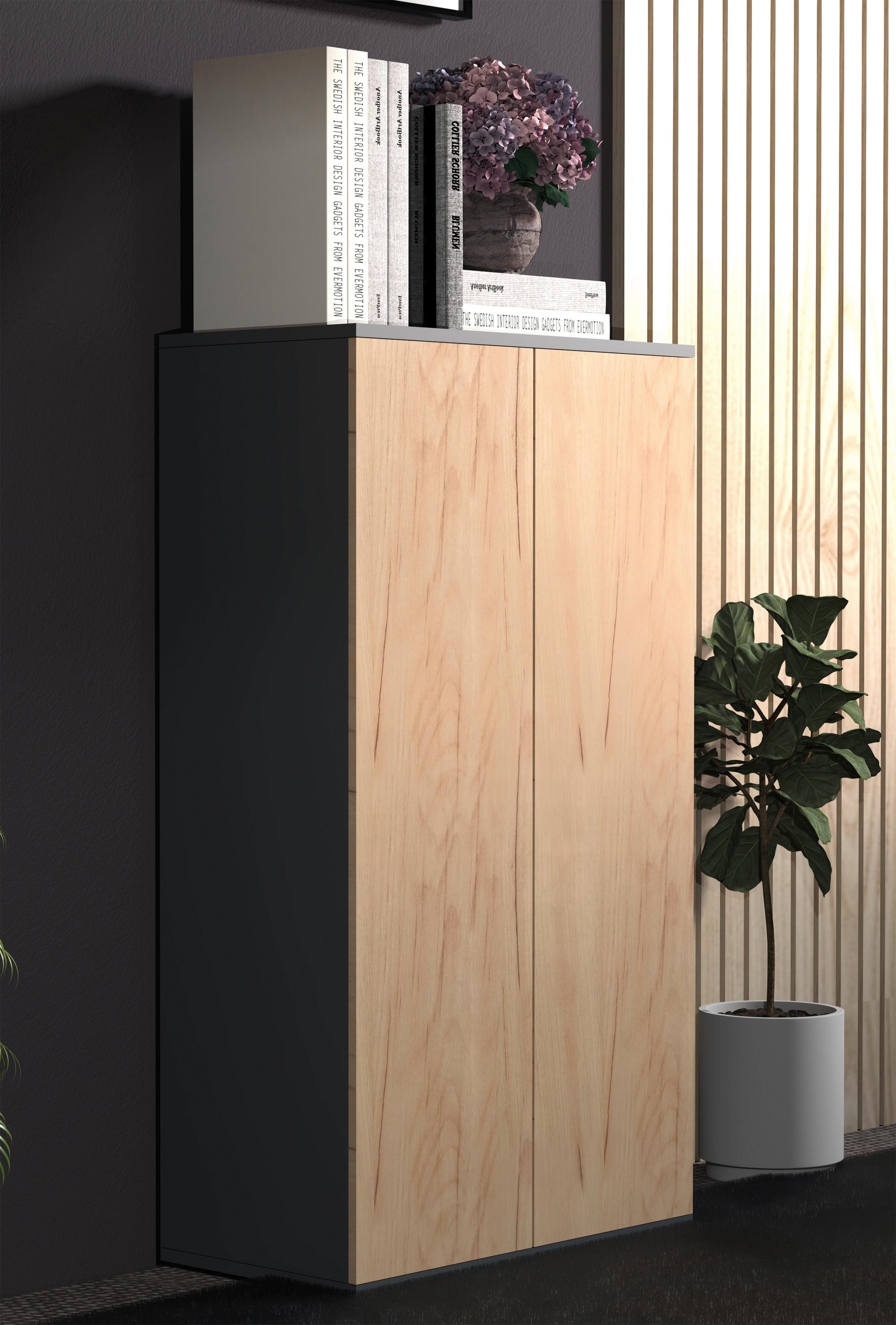 Kommode DALOSA Honigeiche ca. 60x108x32 cm Holzwerkstoff MID.YOU Möbel > Kommoden & Schubladenschränke > Kommoden Anthrazit