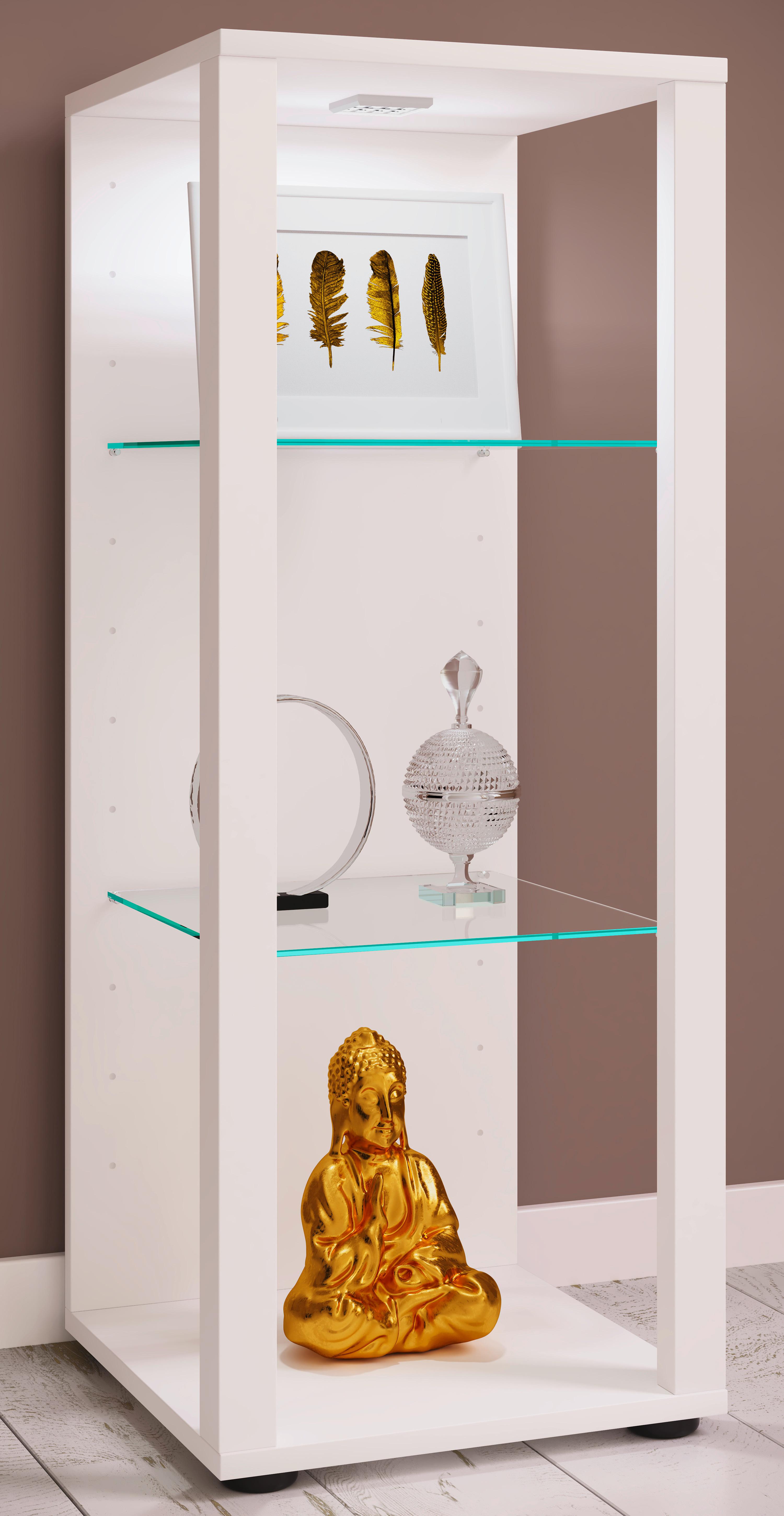 Vitrine Glasol M Weiß Holzwerkstoff MID.YOU Möbel > Schränke > Vitrinen Weiß