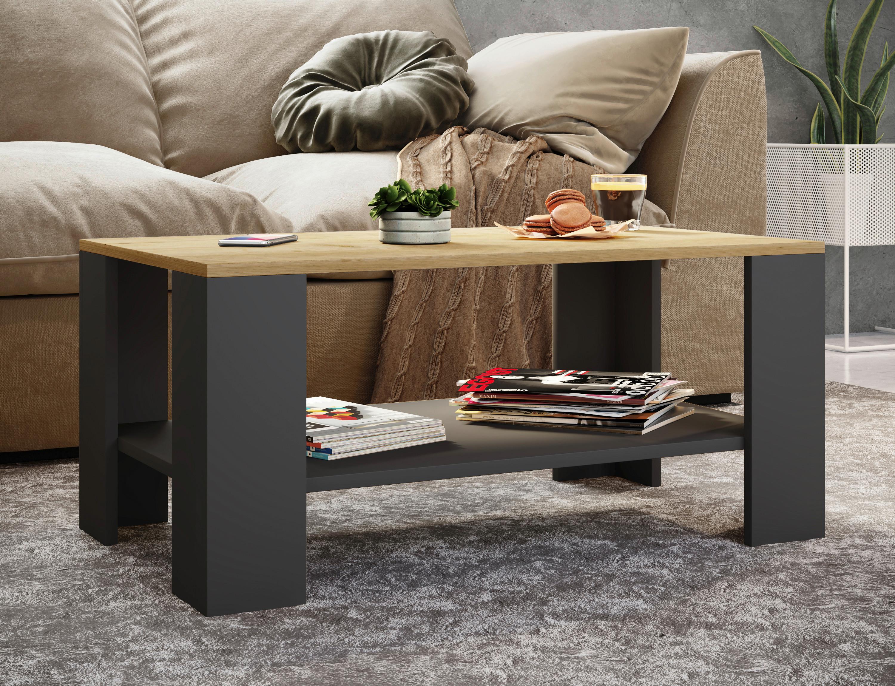 Couchtisch Dalus Anthrazit Holzwerkstoff MID.YOU Möbel > Tische > Couchtische > Couchtische mit Stauraum Anthrazit