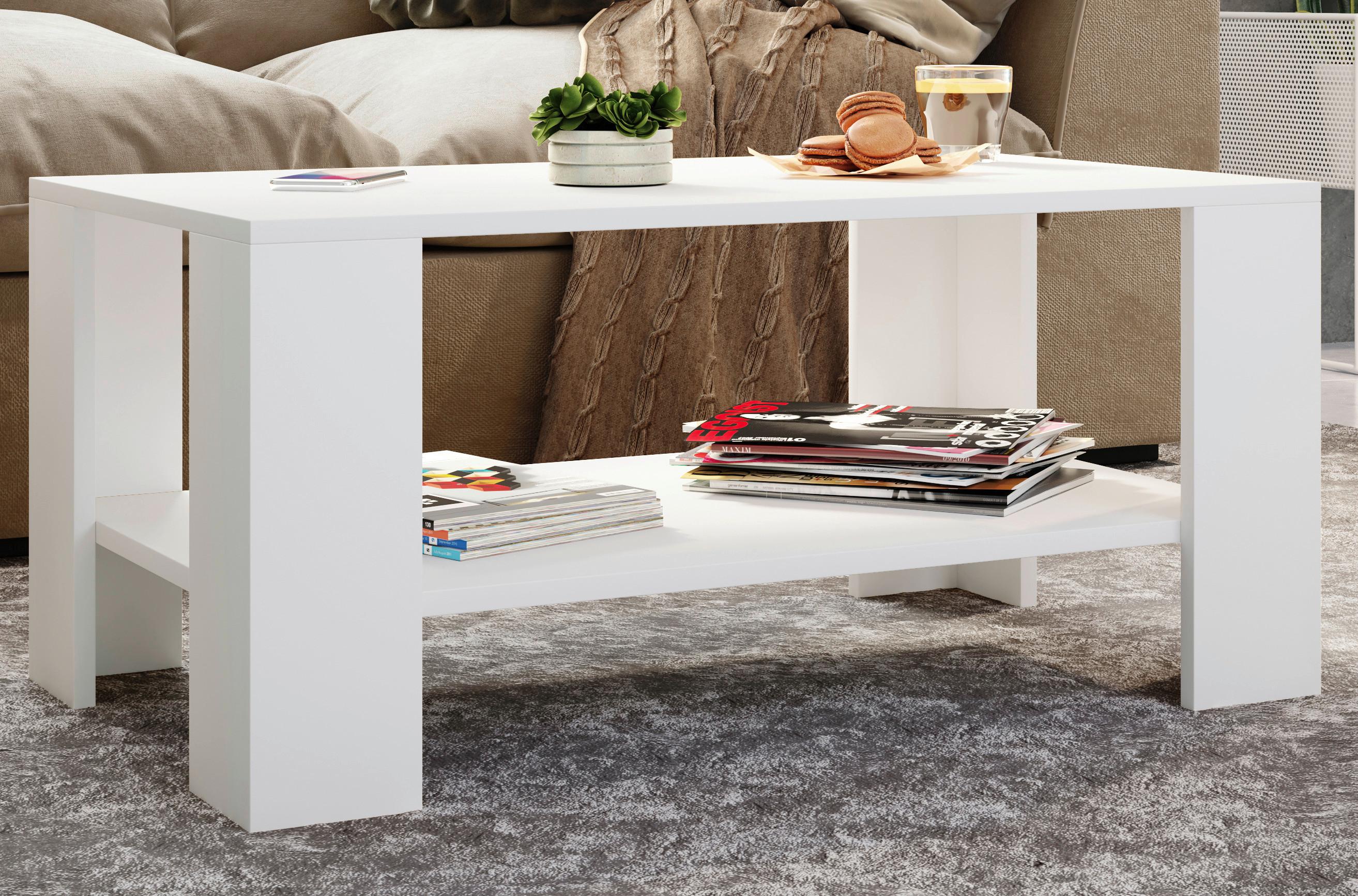 Couchtisch Dalus Weiß Holzwerkstoff MID.YOU Möbel > Tische > Couchtische > Couchtische mit Stauraum Weiß