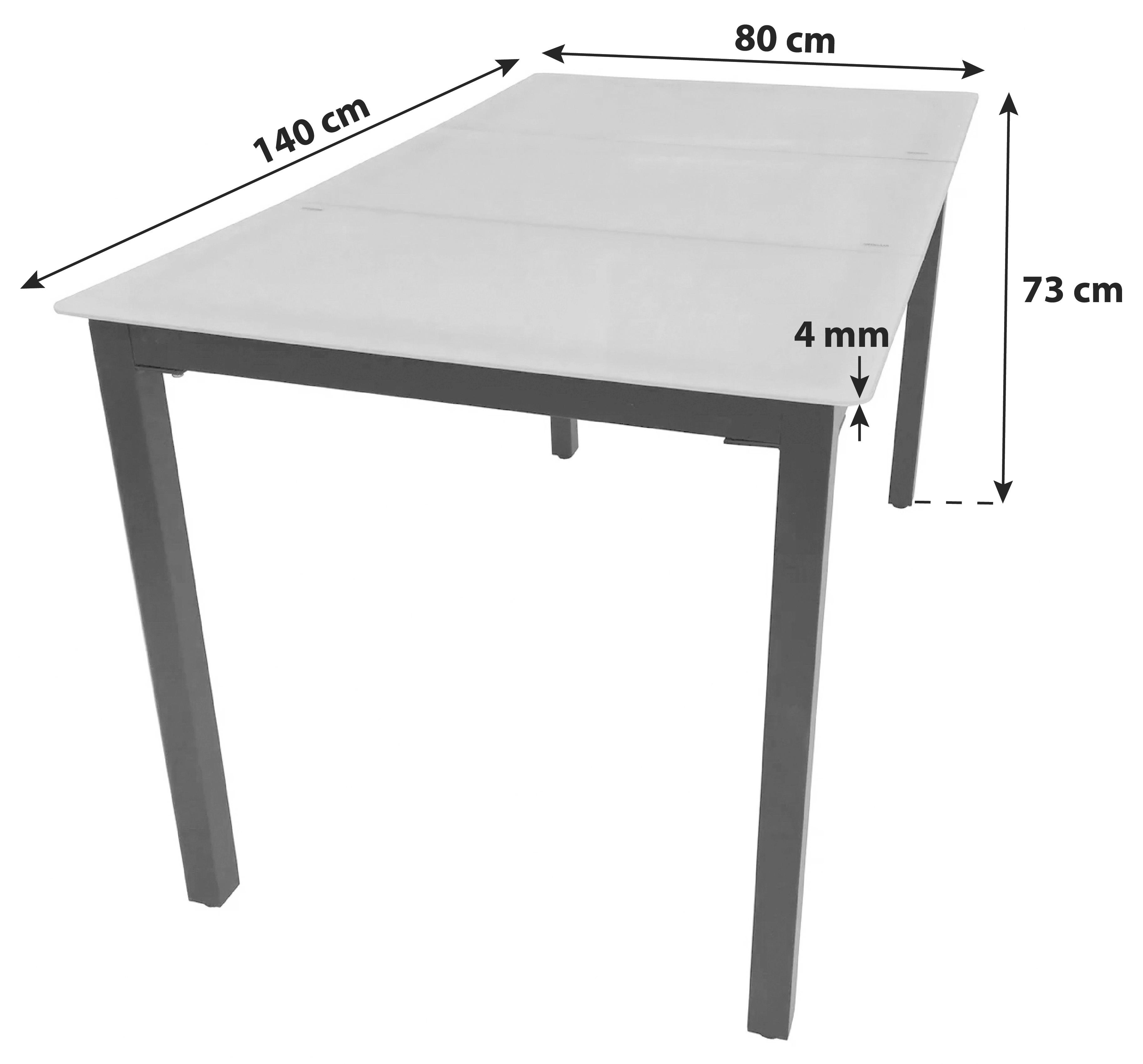 Gartentisch Schwarz ca. 140x80x73 cm Metall, Glas Gardenson Garten & Outdoor > Gartenmöbel > Gartentische > Gartenesstische Schwarz