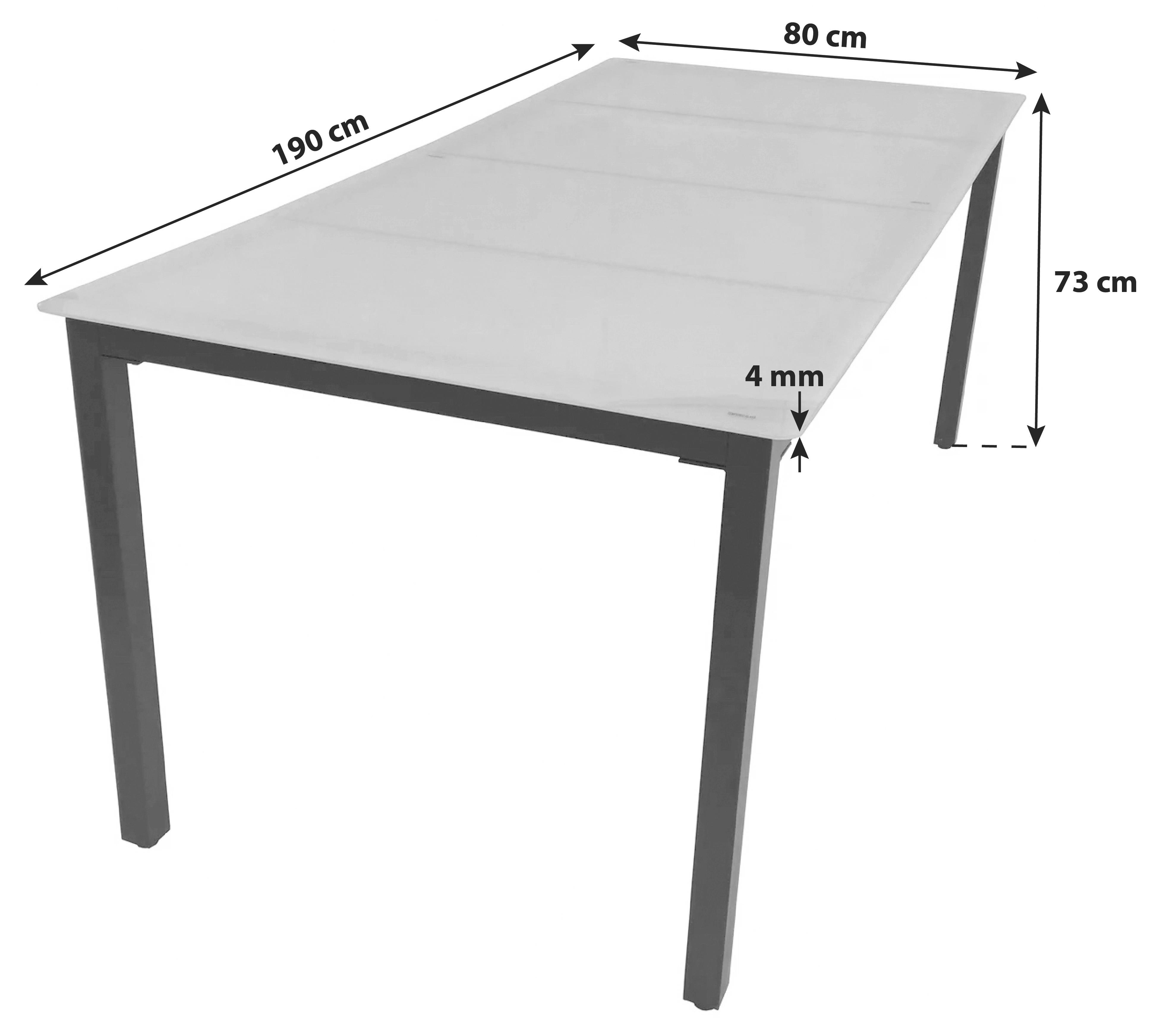 Gartentisch Schwarz ca. 190x80x73 cm Metall, Glas Gardenson Garten & Outdoor > Gartenmöbel > Gartentische > Gartenesstische Schwarz
