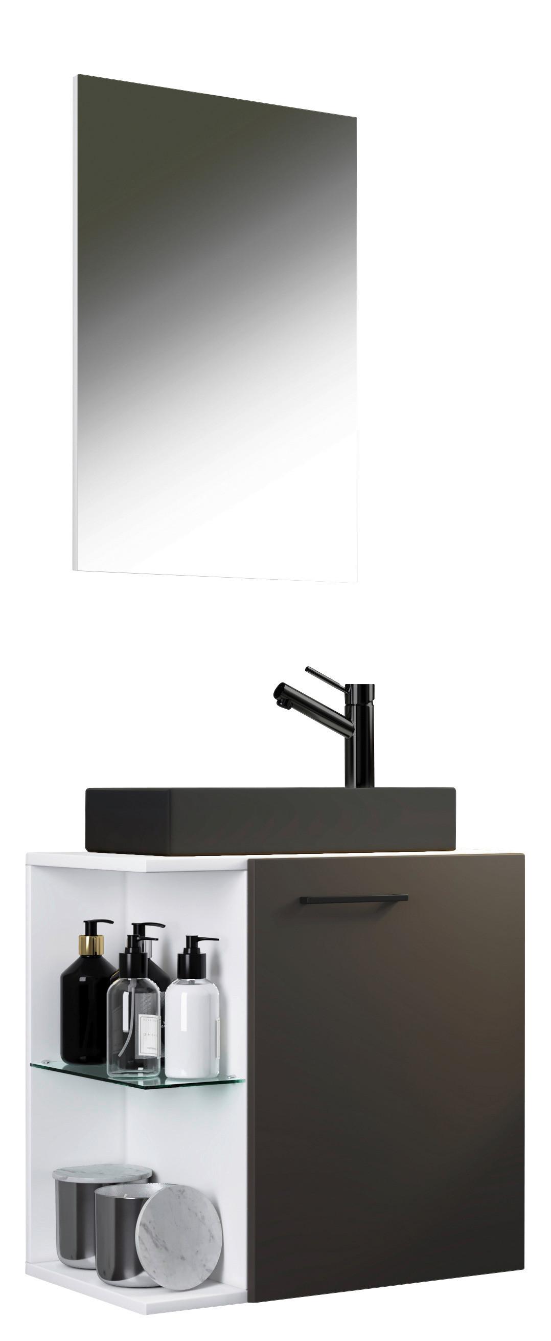 Wohnli Möbelsuche - Badezimmer Hausa 3-tlg. Anthrazit/Weiß/Schwarz