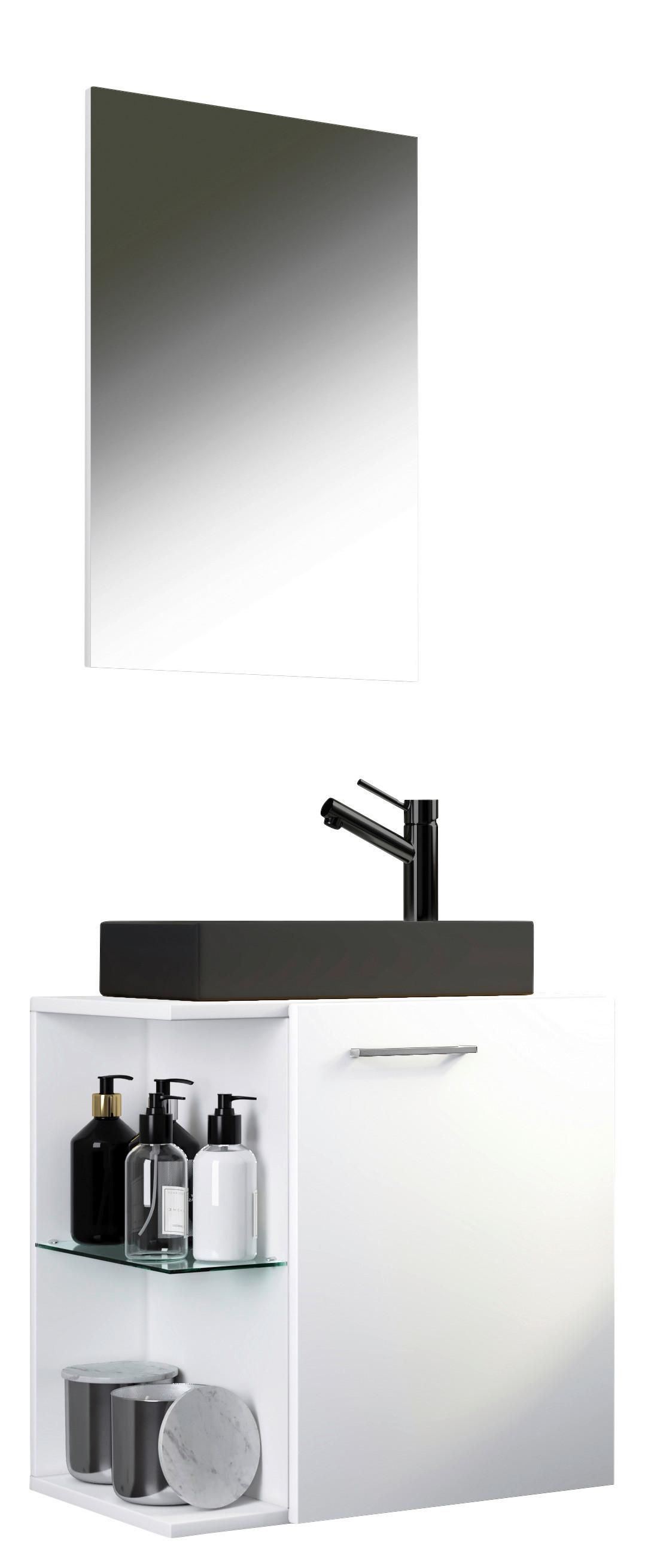 Wohnli Möbelsuche - Badezimmer Hausa 3-tlg. Weiß/Schwarz