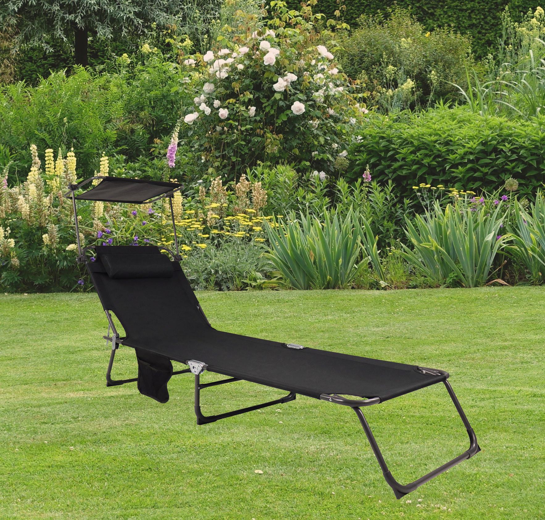 Wohnli Möbelsuche - Gartenliege Bindox L ca. 55x24x185 cm Schwarz