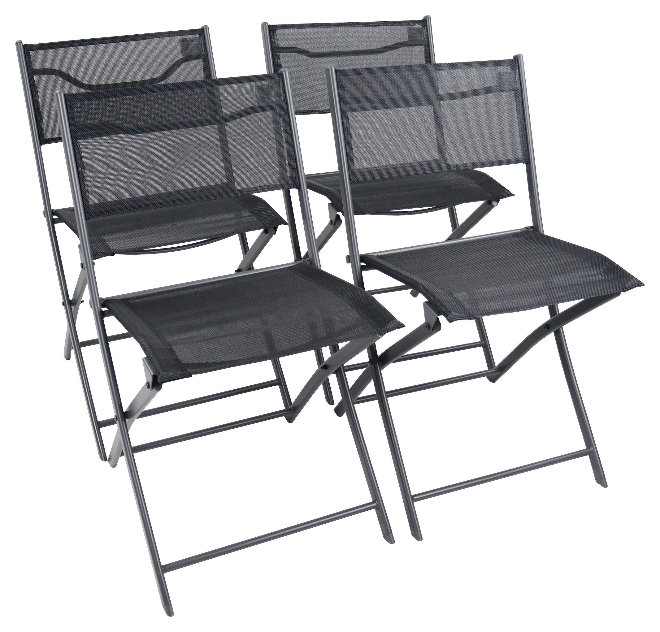 Wohnli Möbelsuche - Gartenklappstuhl-Set Sumila 4-tlg. Schwarz