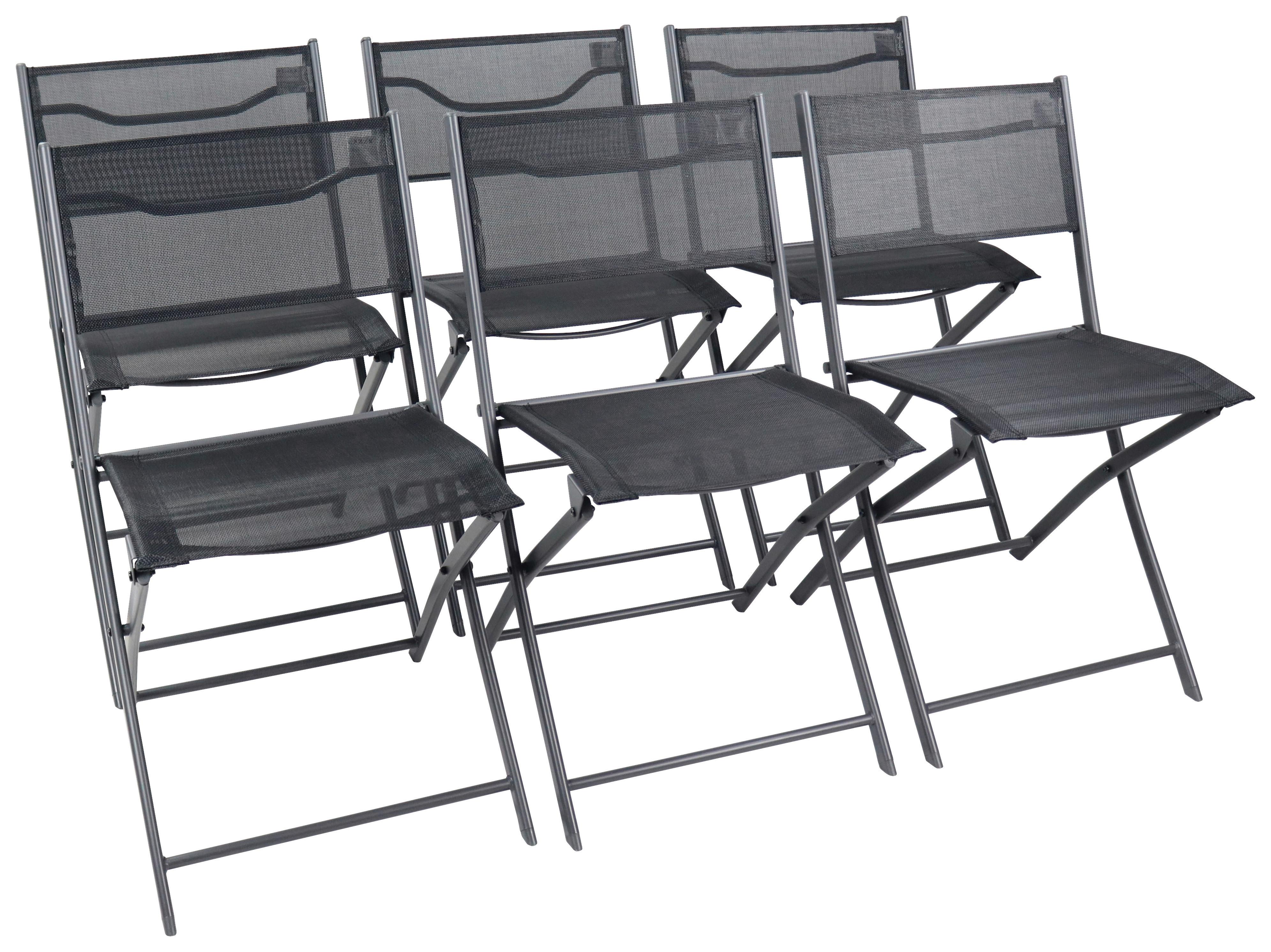 Wohnli Möbelsuche - Gartenklappstuhl-Set Sumila 6-tlg. Schwarz
