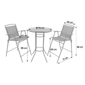 Gartenbar-Set Garlos 3-tlg. Anthrazit Metall, Kunststoff, Textil Ambia Garden Garten & Outdoor > Gartenmöbel > Gartenmöbel-Sets Anthrazit