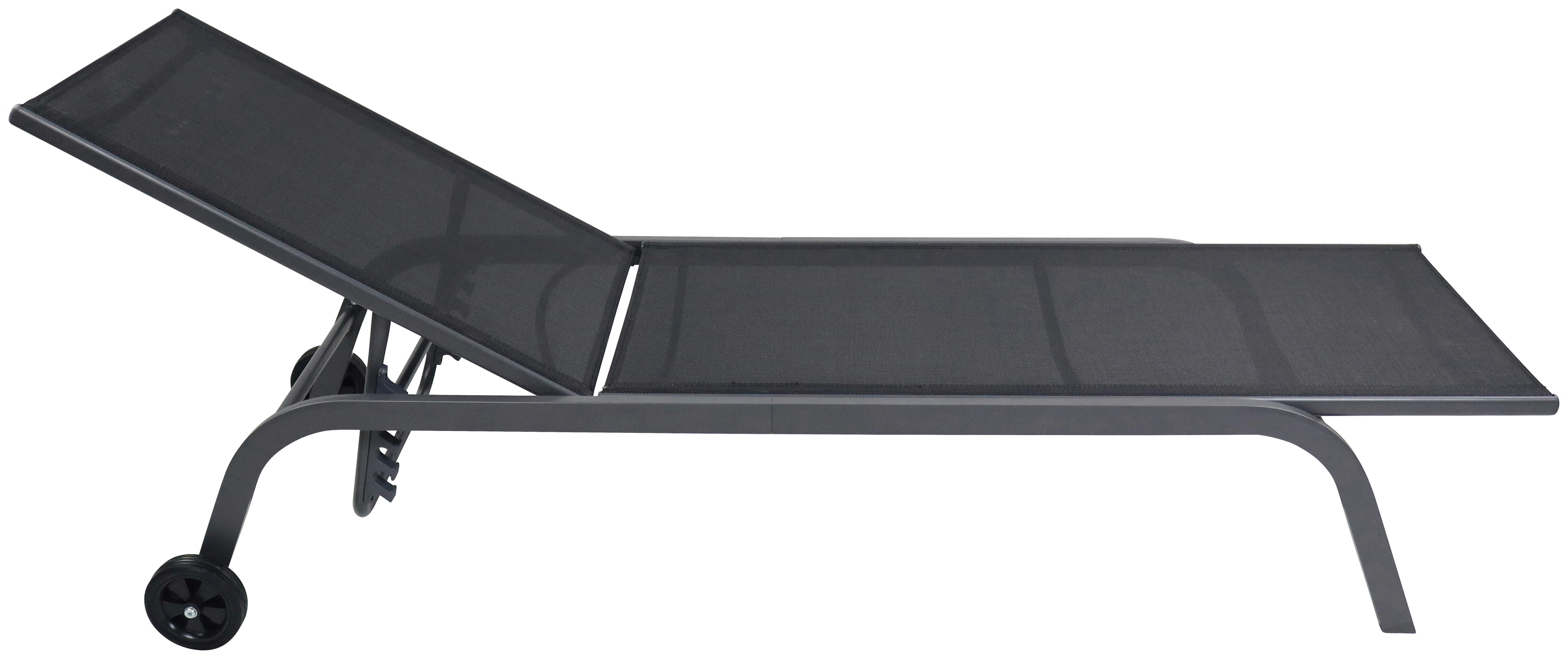 Sonnenliege Sonlas Schwarz mit Rollen Metall, Kunststoff, Textil Gardenson Garten & Outdoor > Gartenmöbel > Gartenliegen Schwarz