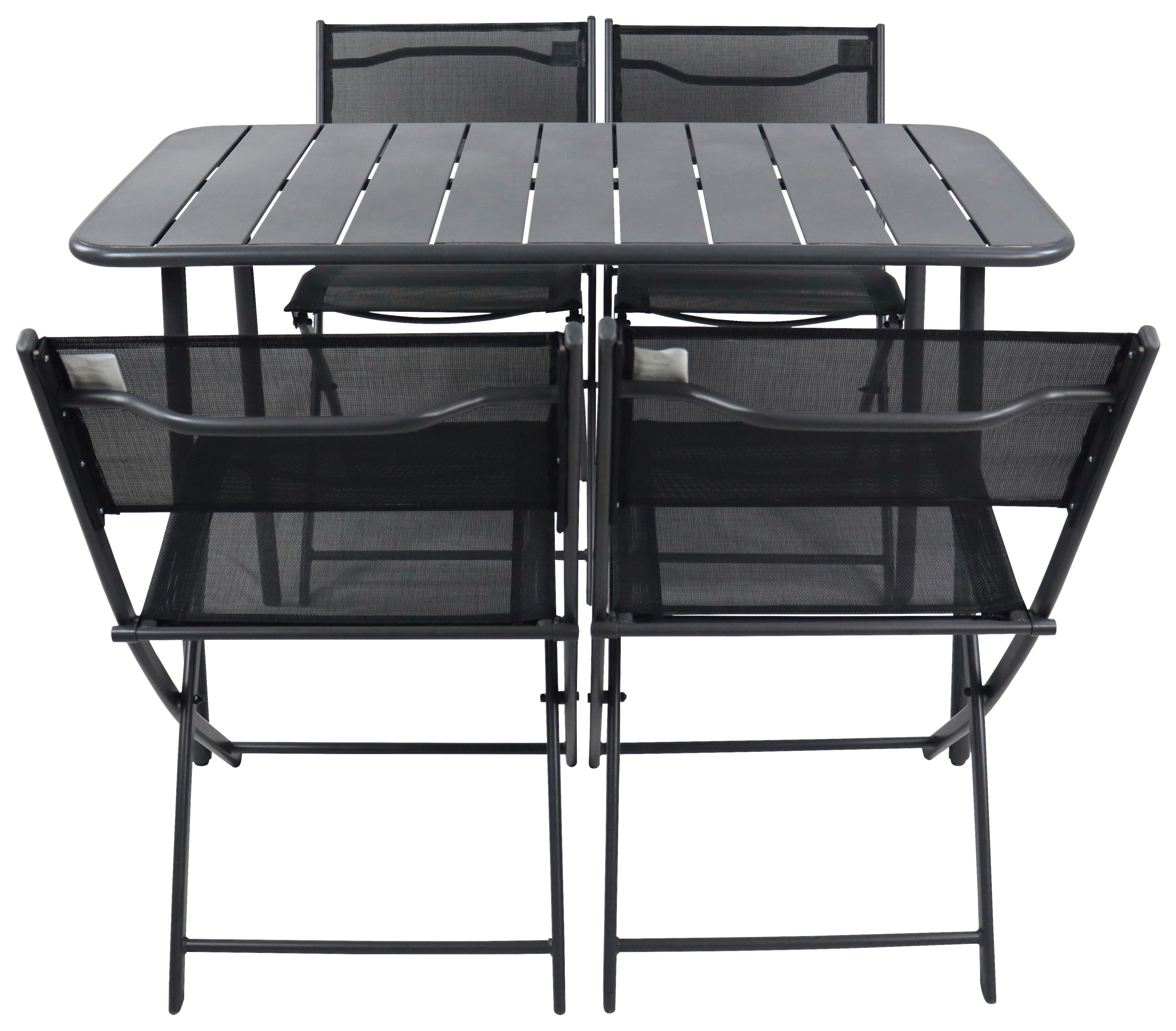 Gartentischgruppe Sumila 5-tlg. Schwarz Metall, Kunststoff, Textil Ambia Garden Garten & Outdoor > Gartenmöbel > Gartenmöbel-Sets Schwarz
