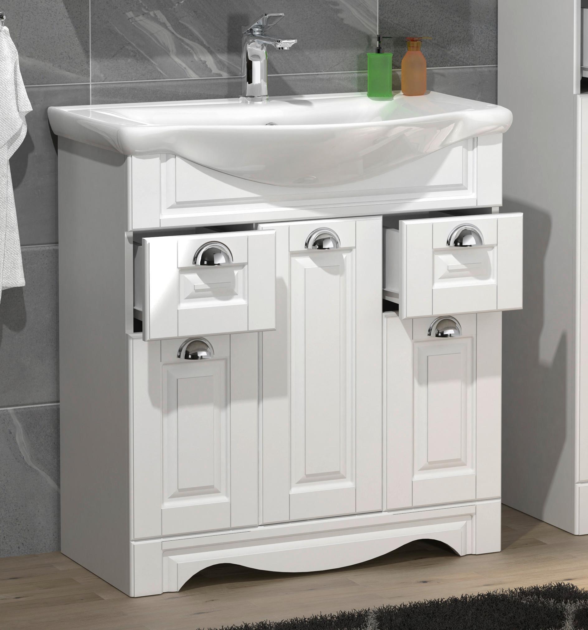 Waschtischkombi Casalo XL Weiß Keramik, Holzwerkstoff MID.YOU Möbel > Schränke > Badezimmerschränke > Waschtische Weiß