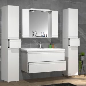 Waschtischkombi Silora XL Weiß Holzwerkstoff MID.YOU Möbel > Schränke > Badezimmerschränke > Waschtische Weiß