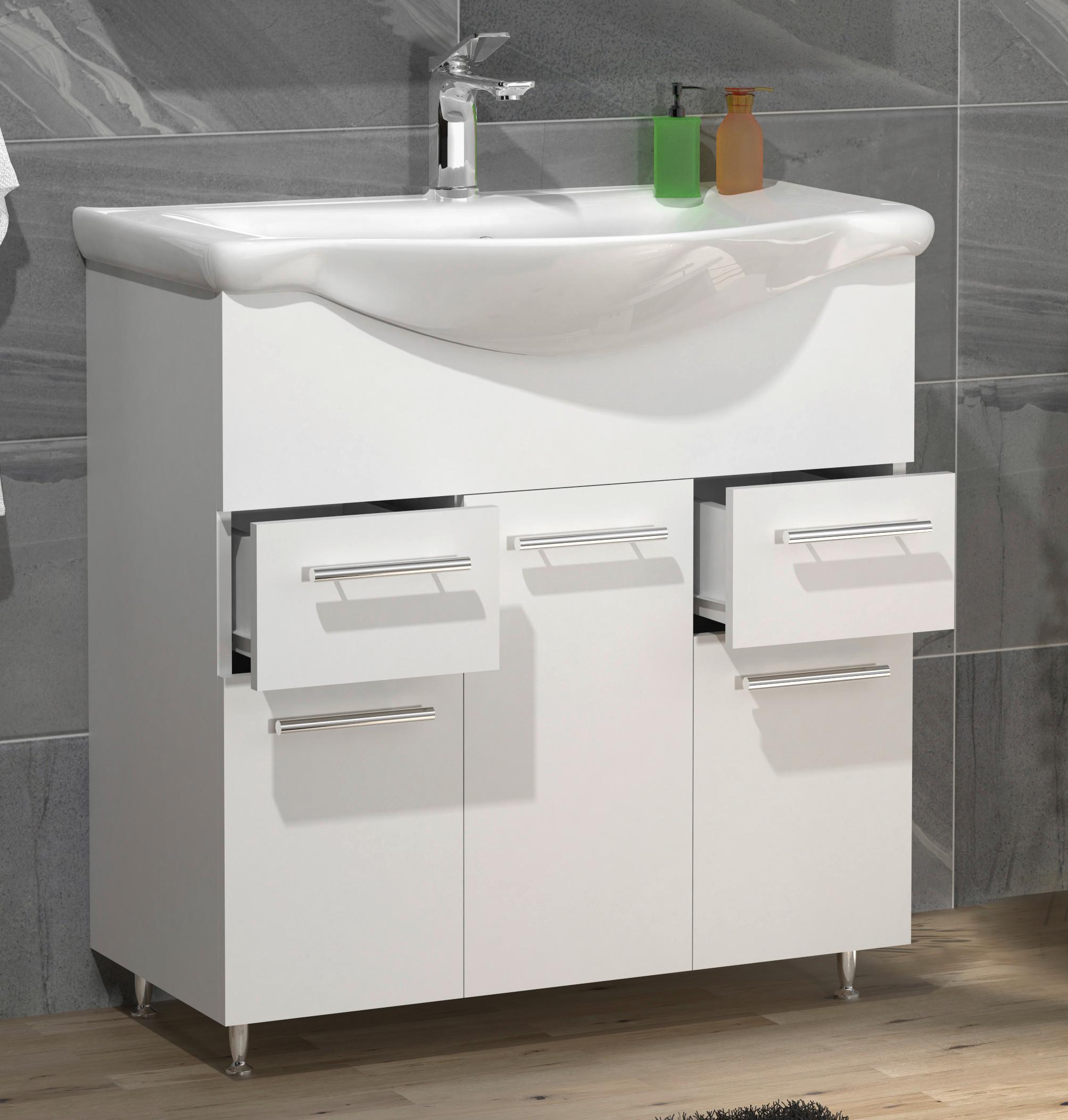 Waschtischkombi Lisalo L Weiß Holzwerkstoff MID.YOU Möbel > Schränke > Badezimmerschränke > Waschtische Weiß