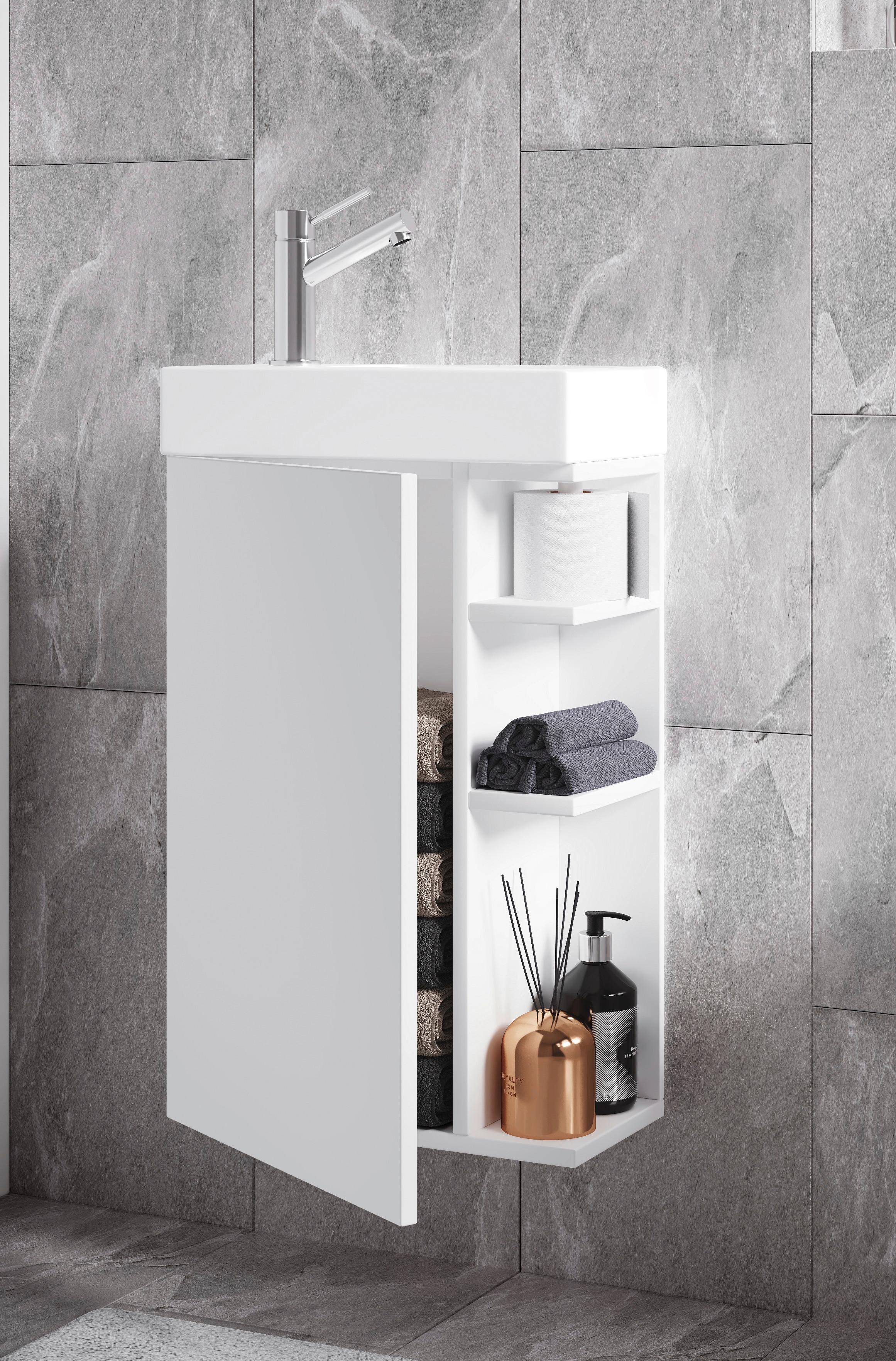 Waschtischkombi Lumia Weiß Holzwerkstoff MID.YOU Möbel > Schränke > Badezimmerschränke > Waschtische Weiß