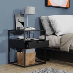 Nachtkästchen Flokas M Schwarz Holzwerkstoff Livetastic Möbel > Kommoden & Schubladenschränke > Nachttische Schwarz