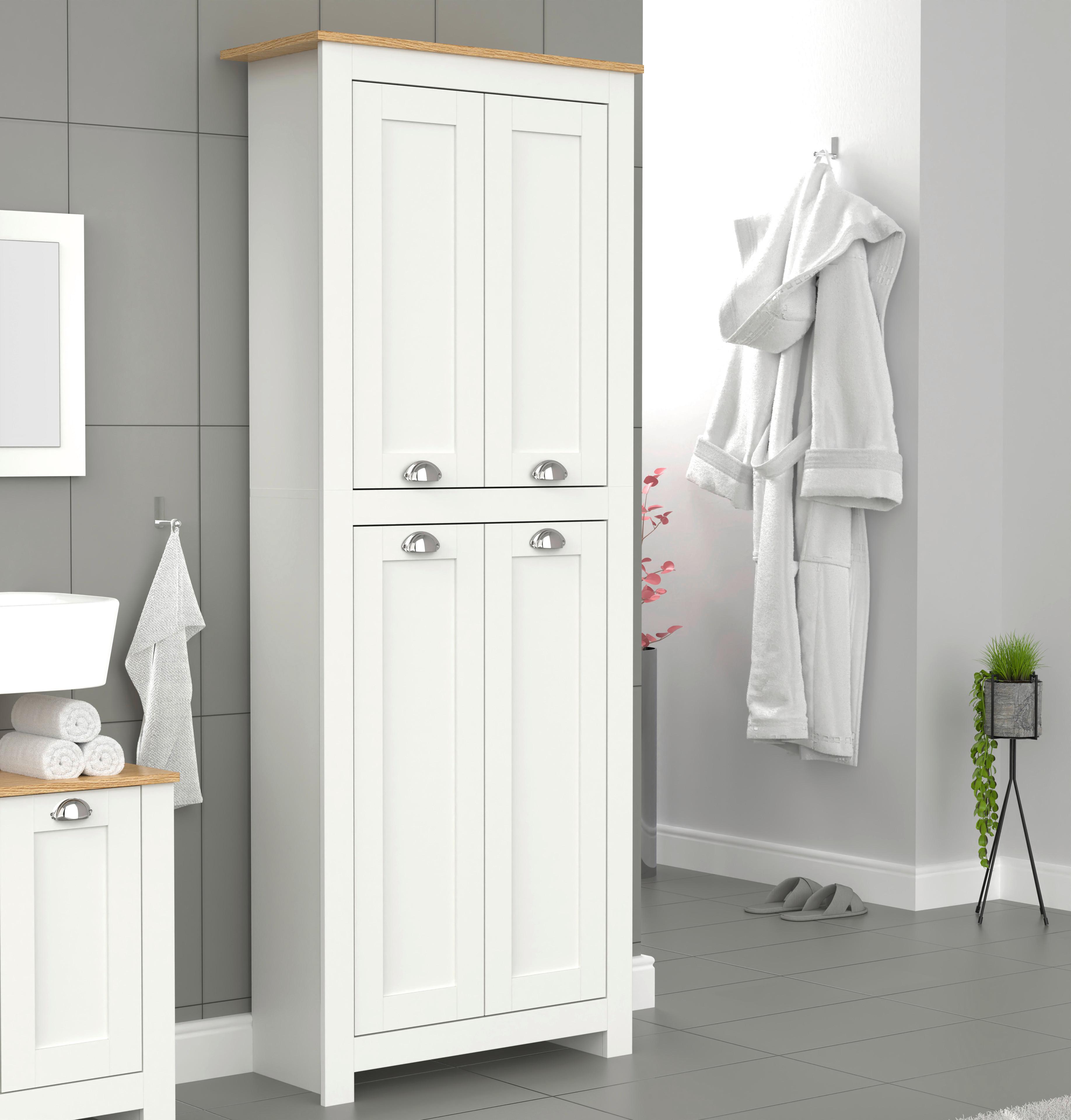 Drehtürenschrank Balusa Weiß/Honigeiche Holzwerkstoff MID.YOU Möbel > Schränke > Kleiderschränke > Drehtürenschränke Weiß