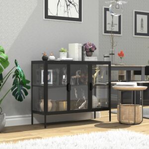 Vitrine Floka L Schwarz Metall, Glas MID.YOU Möbel > Schränke > Vitrinen Schwarz