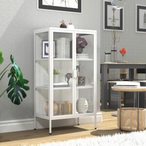 Vitrine Floka M Weiß Metall, Glas MID.YOU Möbel > Schränke > Vitrinen Weiß