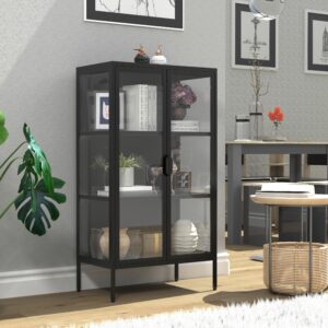 Vitrine Floka M Schwarz Metall, Glas MID.YOU Möbel > Schränke > Vitrinen Schwarz