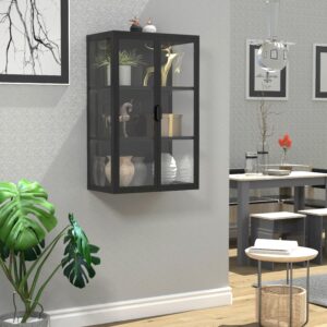 Hängevitrine Flokas L Schwarz Metall, Glas MID.YOU Möbel > Schränke > Vitrinen Schwarz