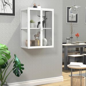 Hängevitrine Flokas M Weiß Metall, Glas MID.YOU Möbel > Schränke > Vitrinen Weiß