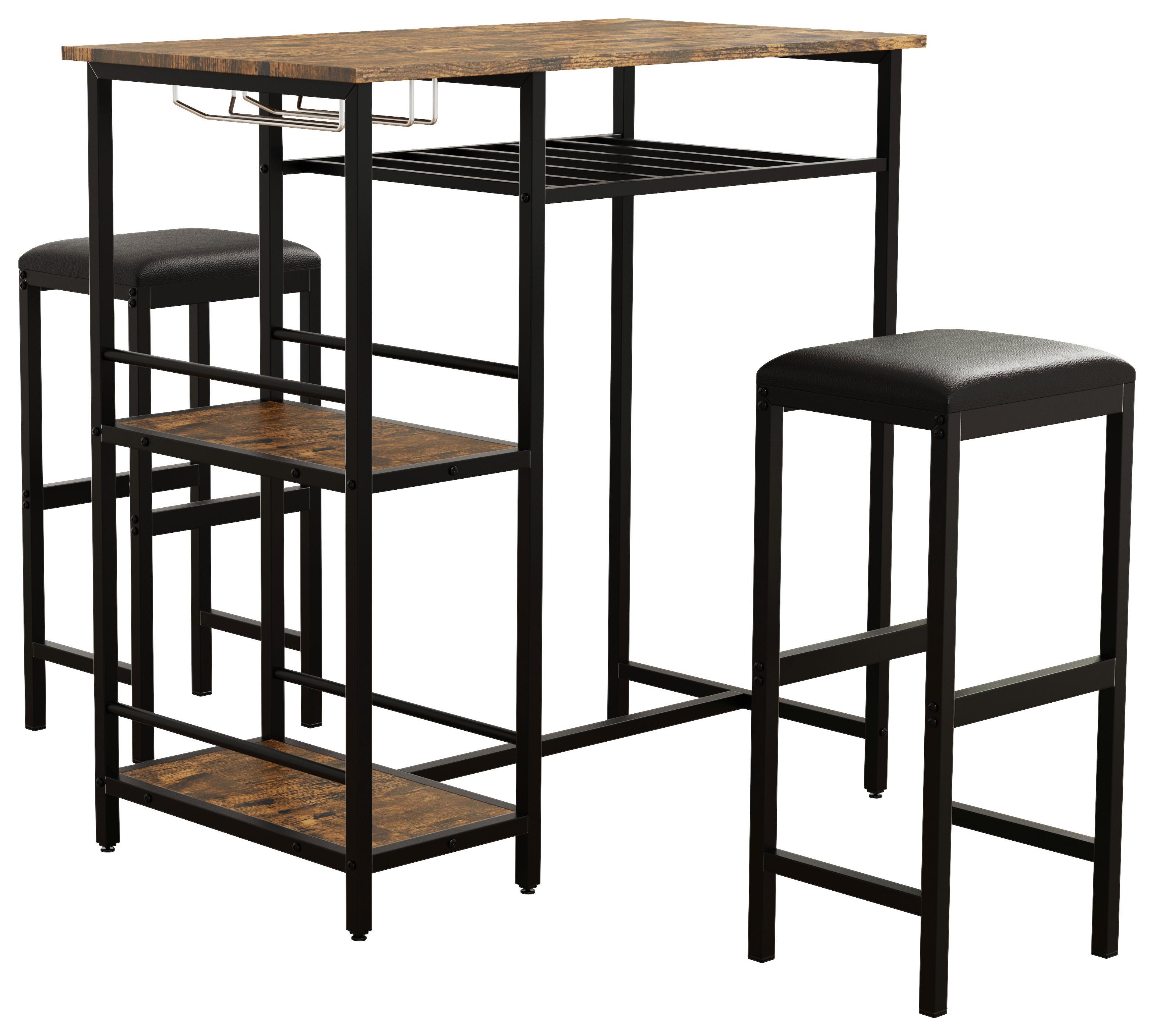 Wohnli Möbelsuche - Bartischset Kolari 3-tlg. Schwarz/Eichefarben