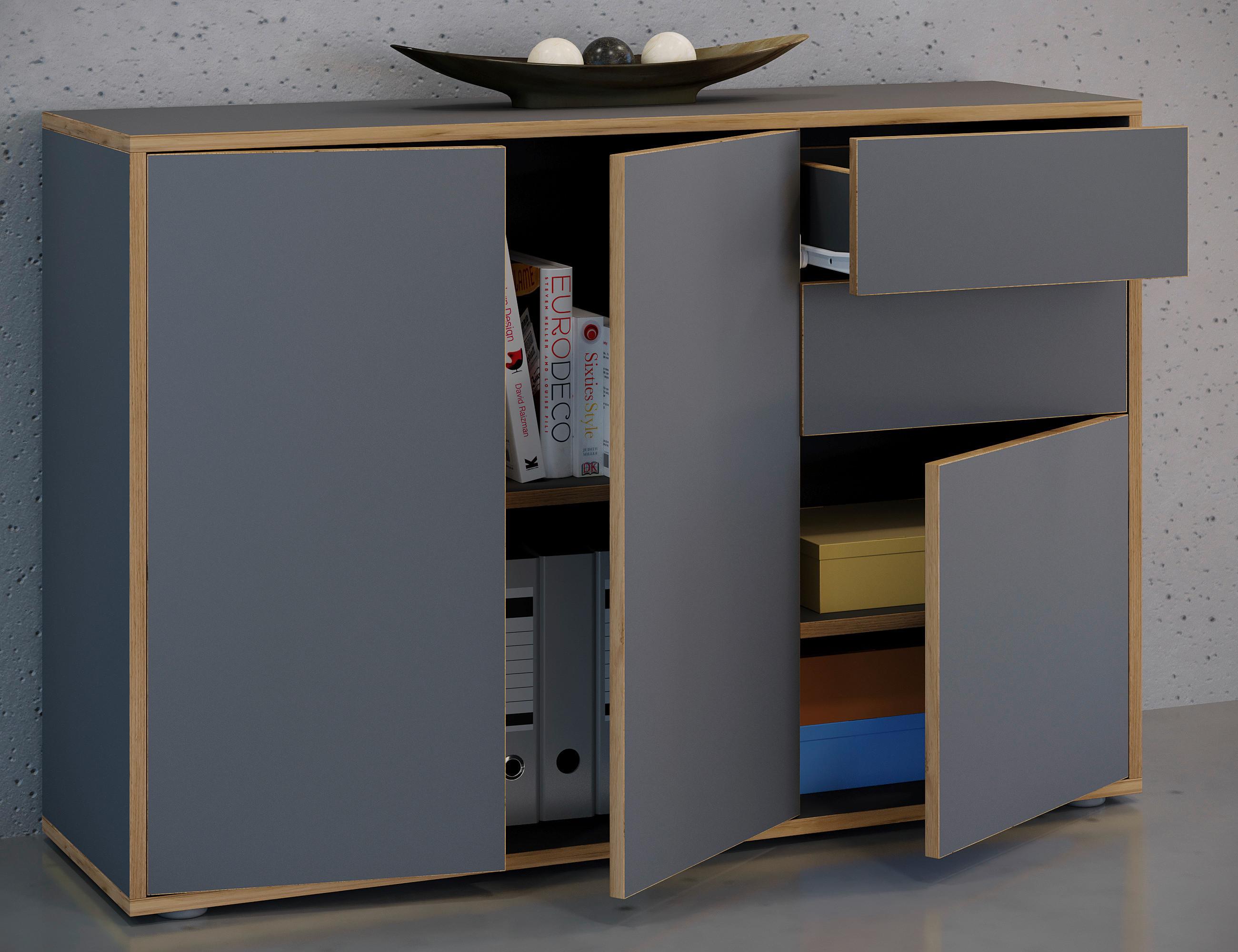 Kommode Salia Anthrazit/Honigeiche Holzwerkstoff MID.YOU Möbel > Kommoden & Schubladenschränke > Kommoden Anthrazit