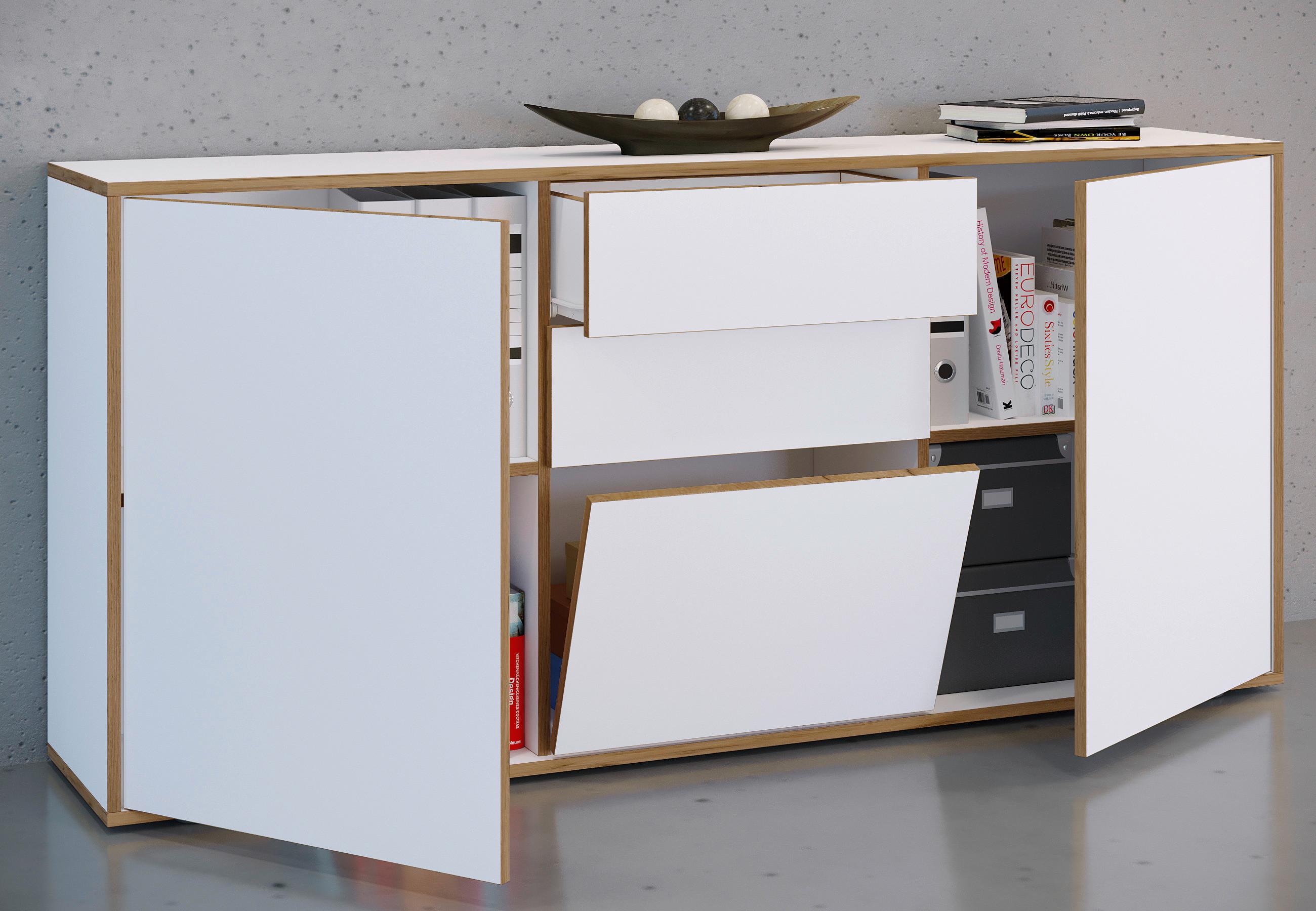 Kommode Salia Weiß/Honigeiche Holzwerkstoff MID.YOU Möbel > Kommoden & Schubladenschränke > Kommoden Weiß