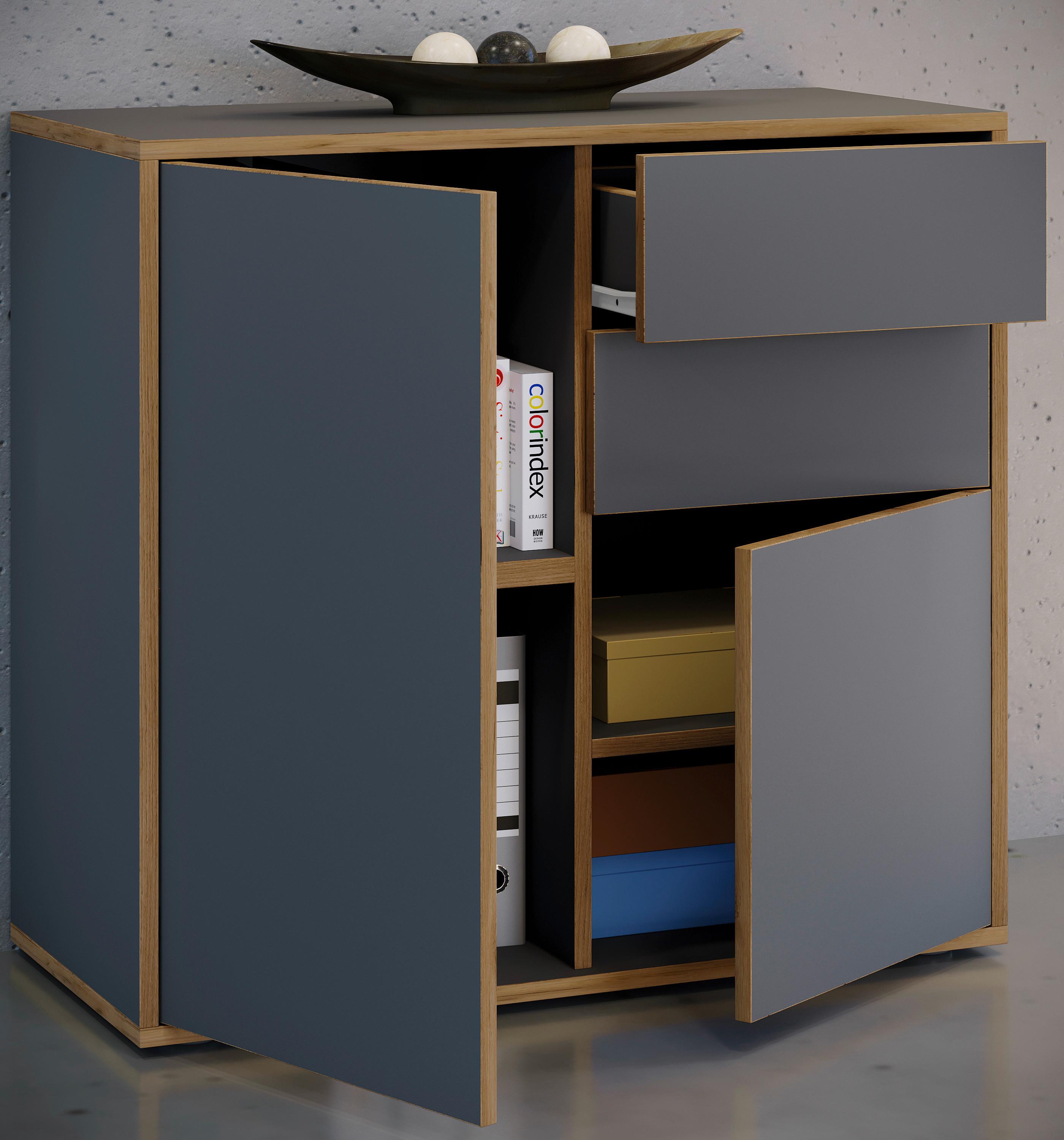 Kommode Salia Anthrazit/Honigeiche Holzwerkstoff MID.YOU Möbel > Kommoden & Schubladenschränke > Kommoden Anthrazit