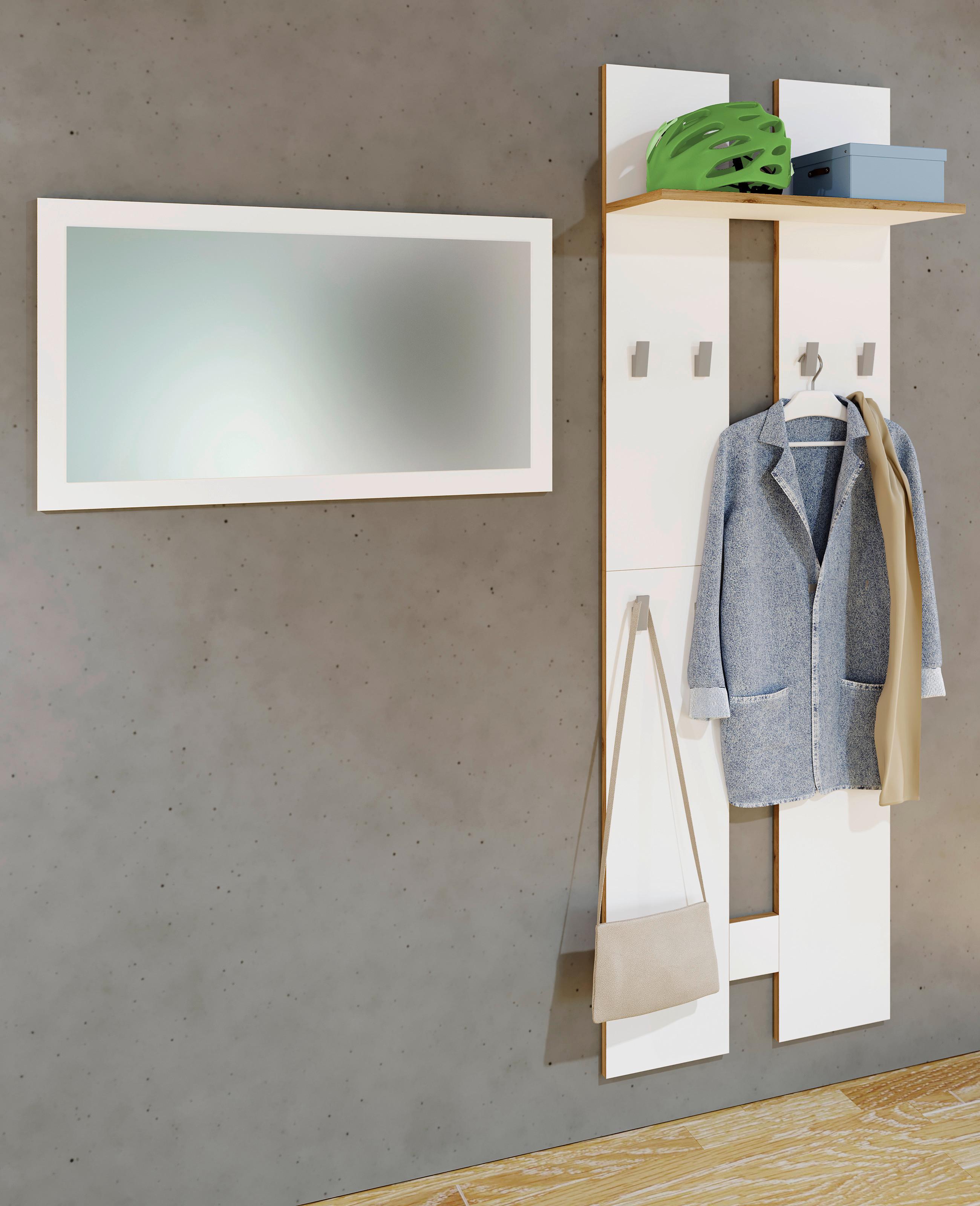 Wandgarderobe SALIA L Weiß ca. 57x170x20 cm Holzwerkstoff MID.YOU Garderoben > Garderobenpaneele Weiß